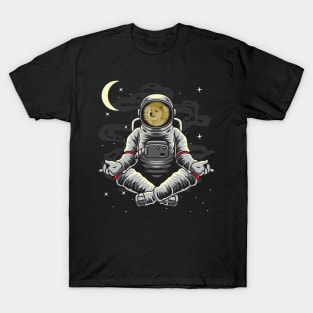 Astronaut Yoga Dogecoin DOGE Coin To The Moon Crypto Token Cryptocurrency Wallet Birthday Gift For Men Women Kids T-Shirt